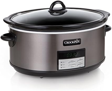 Large Capacity Crock-Pot 8 Quart Programmable Slow Cooker with Auto Warm S28G - Stainless Steel Slow Cooker with Locking Lid - Default Title