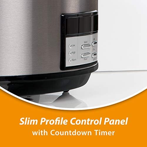 Large Capacity Crock-Pot 8 Quart Programmable Slow Cooker with Auto Warm S28G - Stainless Steel Slow Cooker with Locking Lid Detail