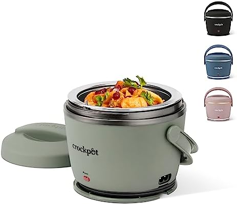 Rapid Heating Crock-Pot Portable Electric Lunch Box Food Warmer – Green S21D - Mini Personal Food Warmer for Healthy Meal Prep - Moonshine Green