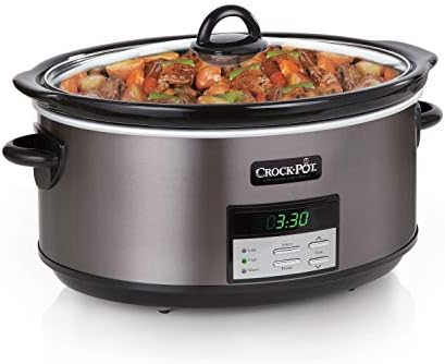 Large Capacity Crock-Pot 8 Quart Programmable Slow Cooker with Auto Warm S28G - Stainless Steel Slow Cooker with Locking Lid Detail