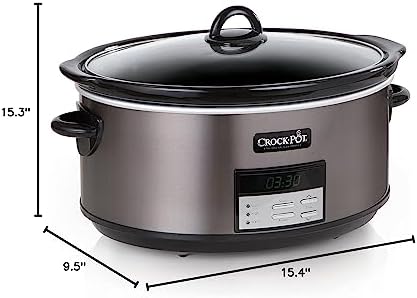Large Capacity Crock-Pot 8 Quart Programmable Slow Cooker with Auto Warm S28G - Stainless Steel Slow Cooker with Locking Lid Detail