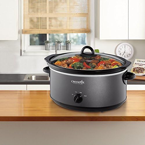 Large Capacity Crock-Pot 7 Quart Slow Cooker – Charcoal S09Q - Programmable Slow Cooker with Oval Ceramic Pot Detail