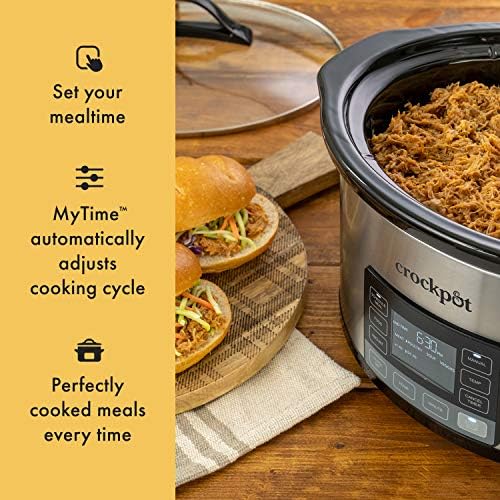 Programmable Crock-Pot MyTime 6 Quart Programmable Slow Cooker S08D - Stainless Steel Slow Cooker with Locking Lid Detail