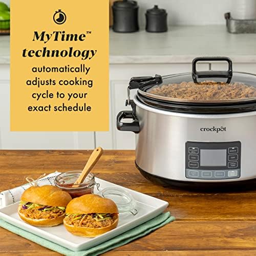 Triple-Insulated Crock-Pot 7 Quart Portable Programmable Slow Cooker with Timer S27U - Stainless Steel Slow Cooker with Locking Lid Detail