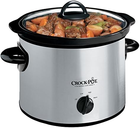 Triple-Insulated Crock-Pot 3 Quart Manual Slow Cooker – Silver S24N - Programmable Slow Cooker with Oval Ceramic Pot - 3 Quarts